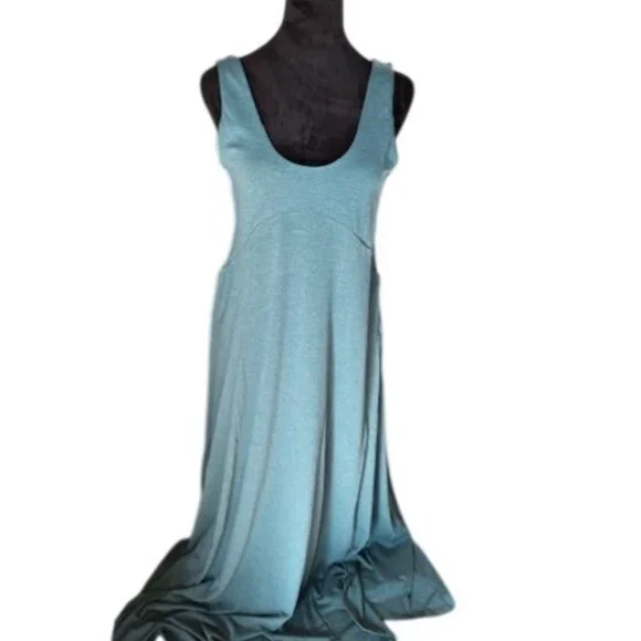 Halara U Neck Flowy Maxi Casual Tank Dress Jade Green NWT Small - Picture 2 of 7
